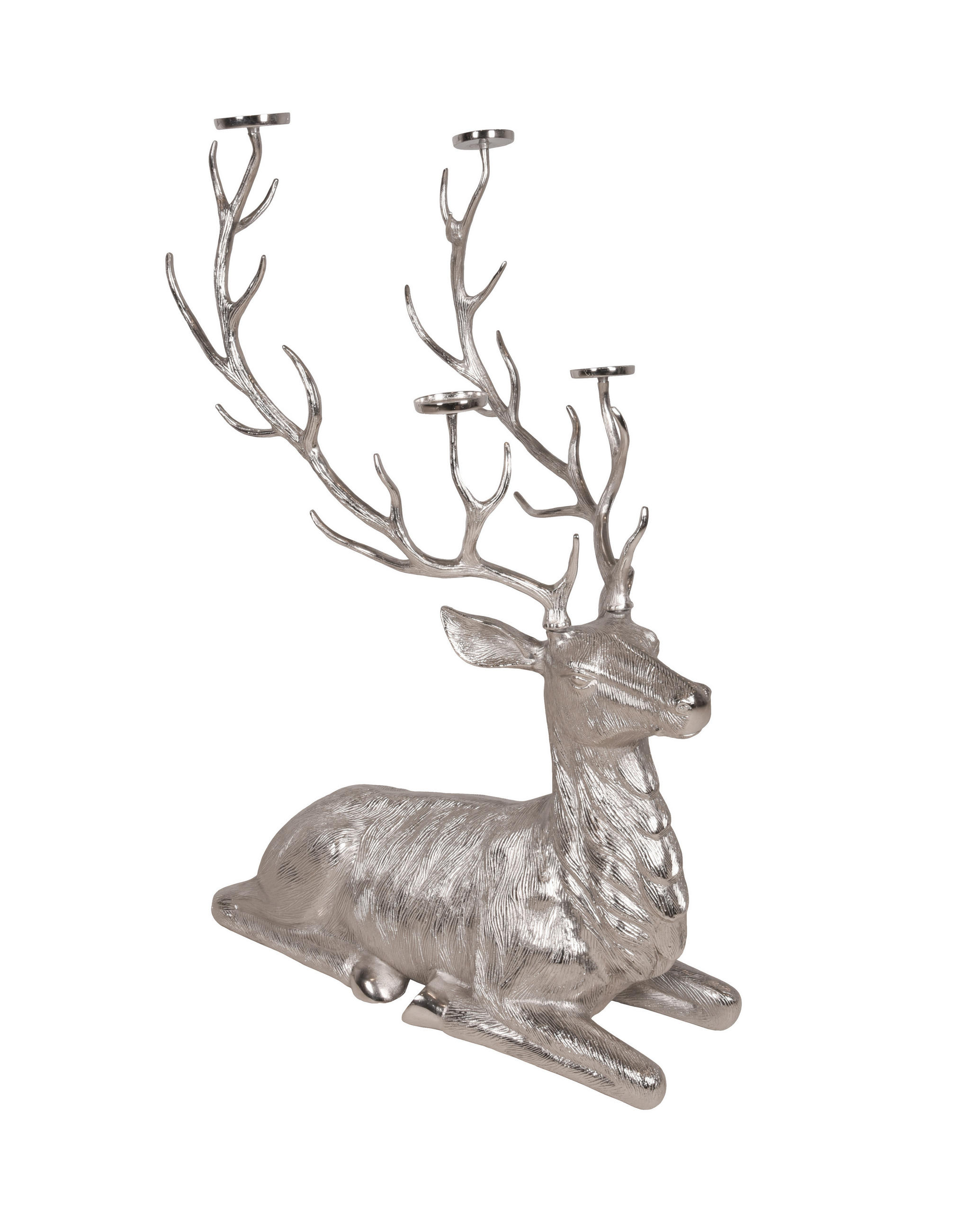 DEKO-HIRSCH Liam Kerzenhaltern Silber 140x99x90,5cm - Silberfarben, Metall (99/140/90.5cm) - DELUKE