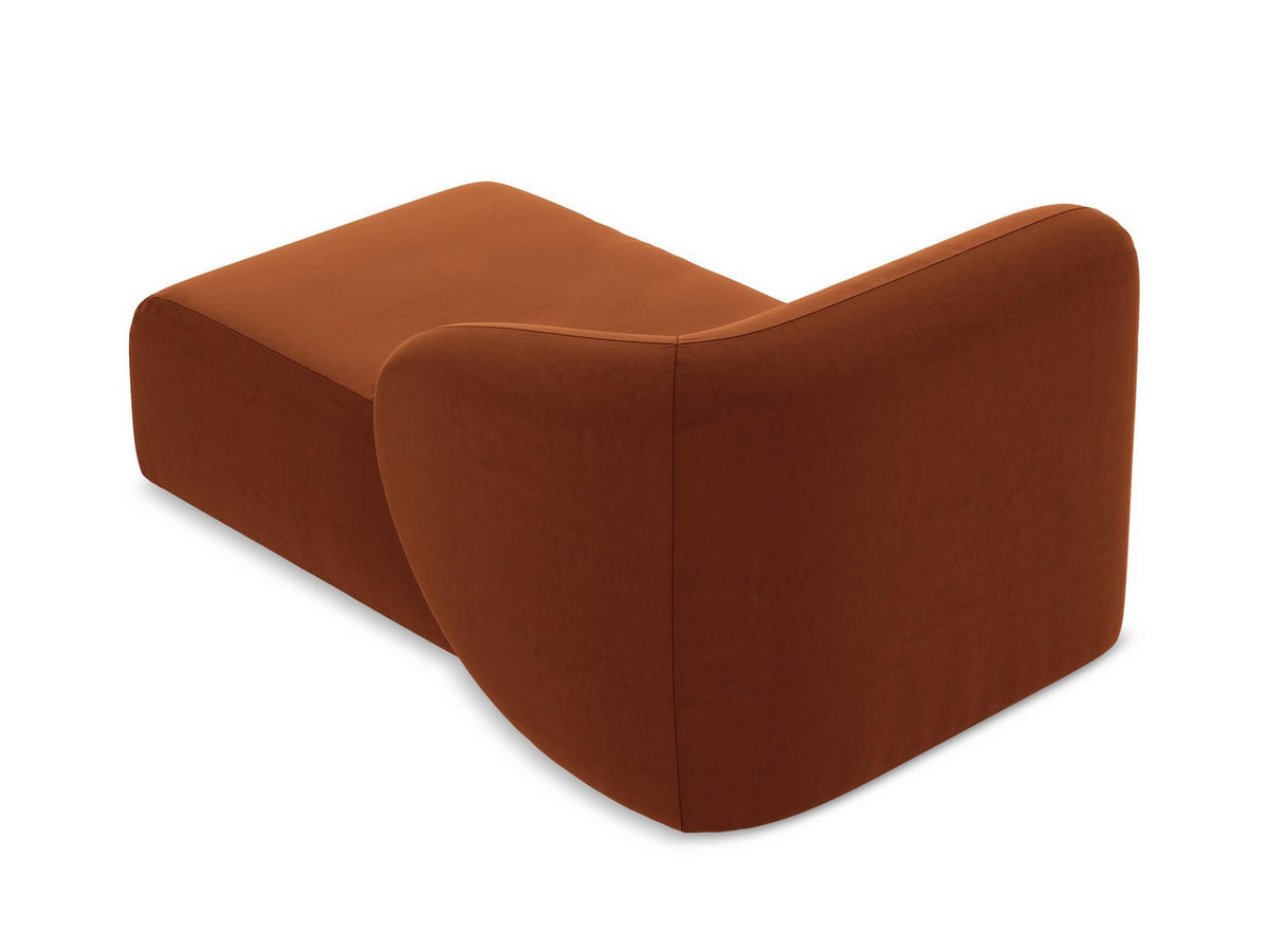 SOFAELEMENT Rechts Samt Stoff Orange - Terra cotta/Schwarz, Holzwerkstoff/Kunststoff (91/75/166cm) - Makamii