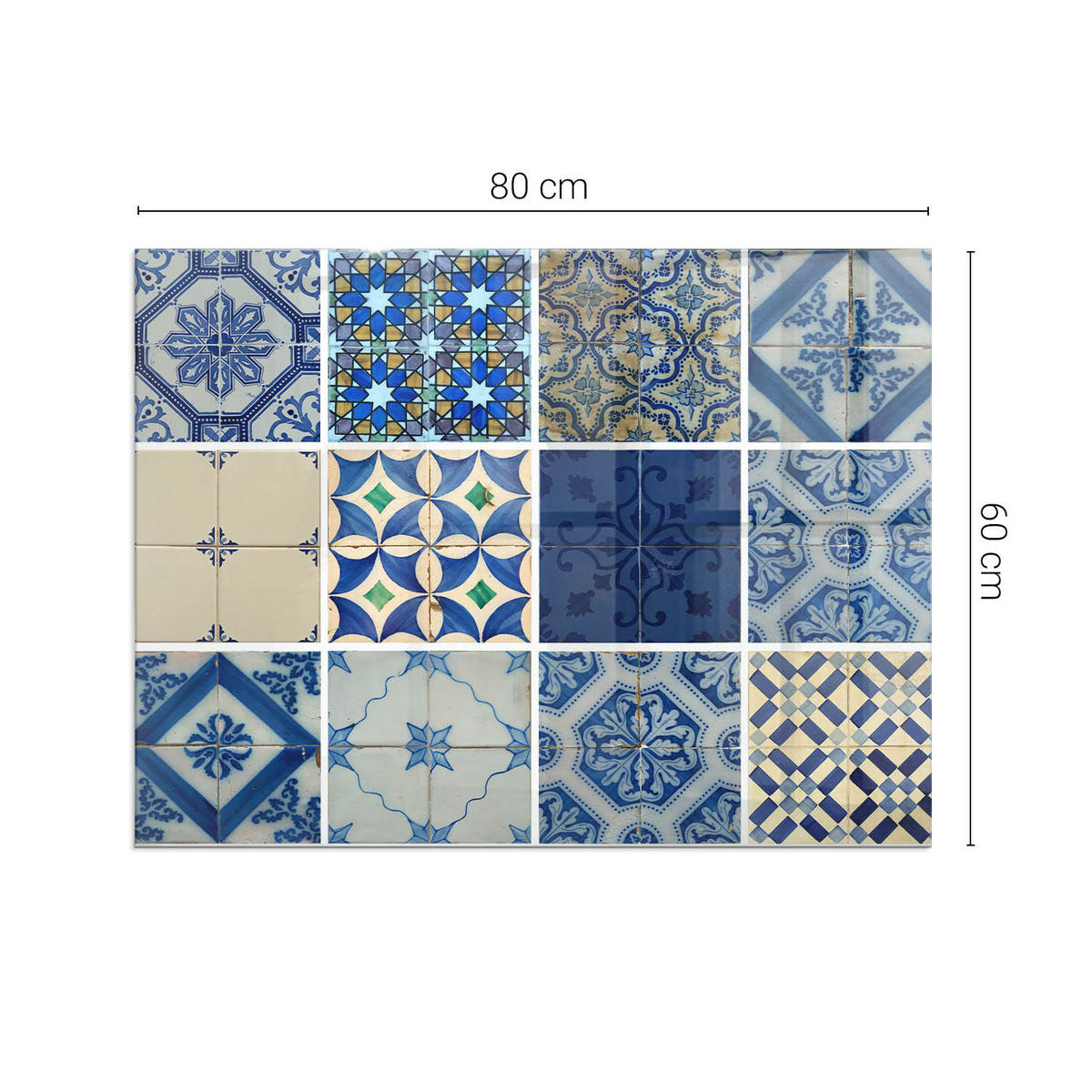 GLASPLATTE für Kamin 80x60 cm - Blau, Glas (80/60/0.4cm) - TULUP