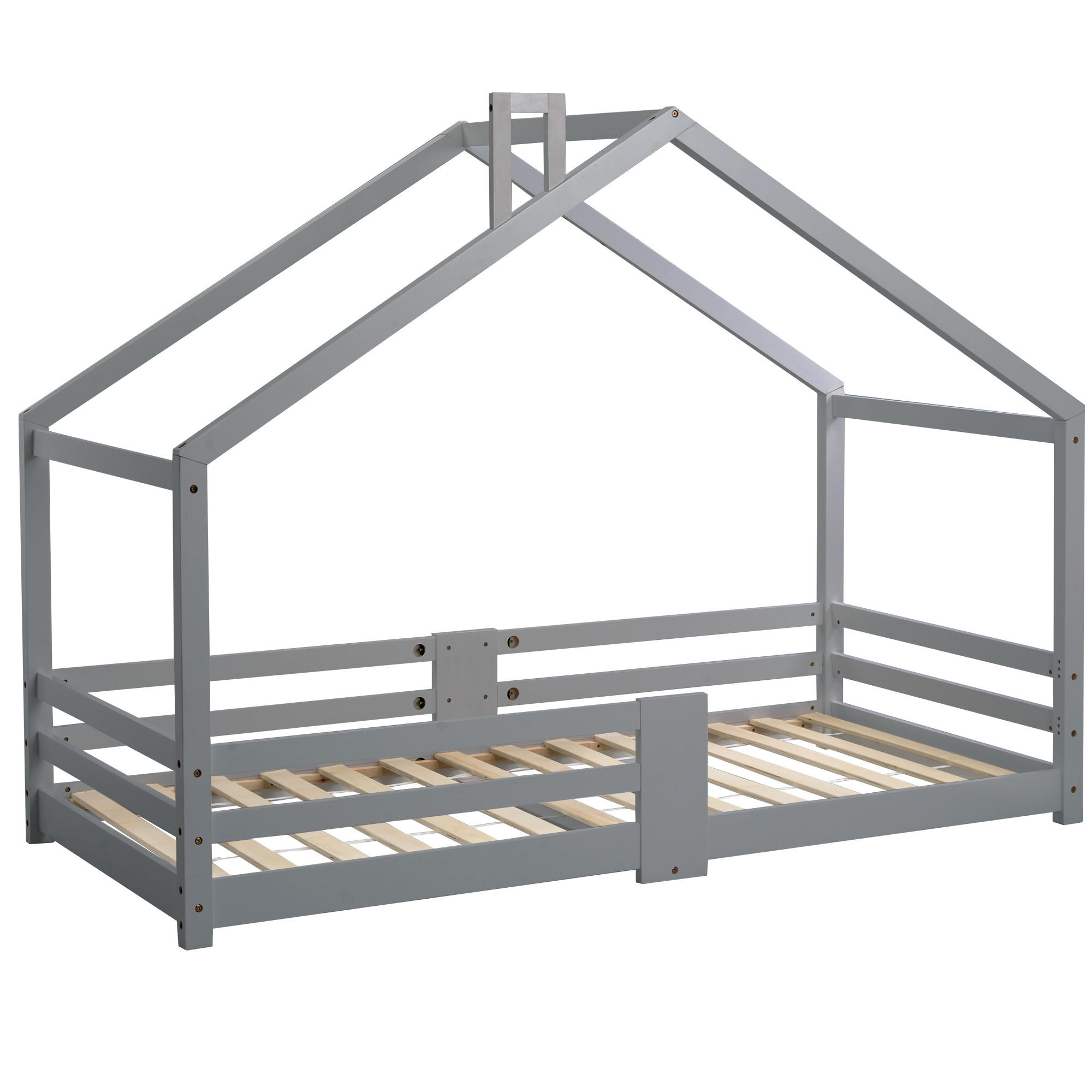 HAUSBETT grau - Grau, Holz (209/143/96cm) - Urban Meuble
