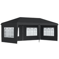 PAVILON cca 3x6 m Vodotěsný skládací pavilon typu pop-up se 4 bočními stěnami, okna - černá, textil (295/270/585cm) - Outsunny