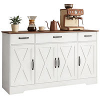 SIDEBOARD DE-11298 Landhausstil, 4 Scheunentüren Weiß - Weiß, Holzwerkstoff (140/81/40cm) - ComfortXL
