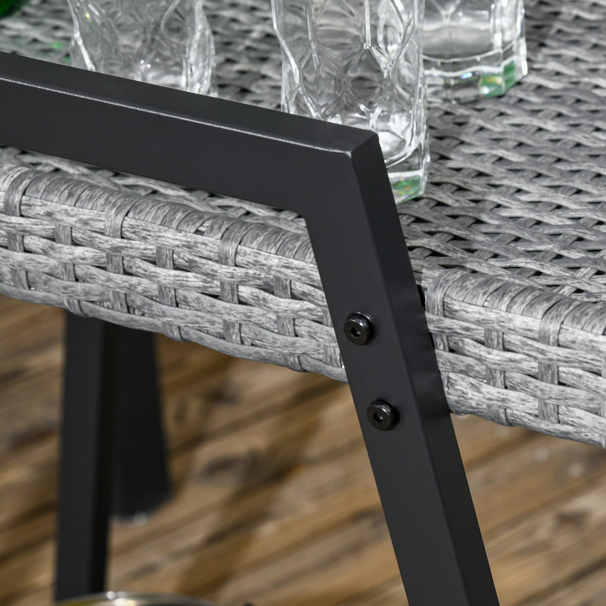 RATTAN Servierwagen Trolley mit Ablage, für Balkon, Stahl, Grau - Grau, Metall (52/82/79cm) - Outsunny