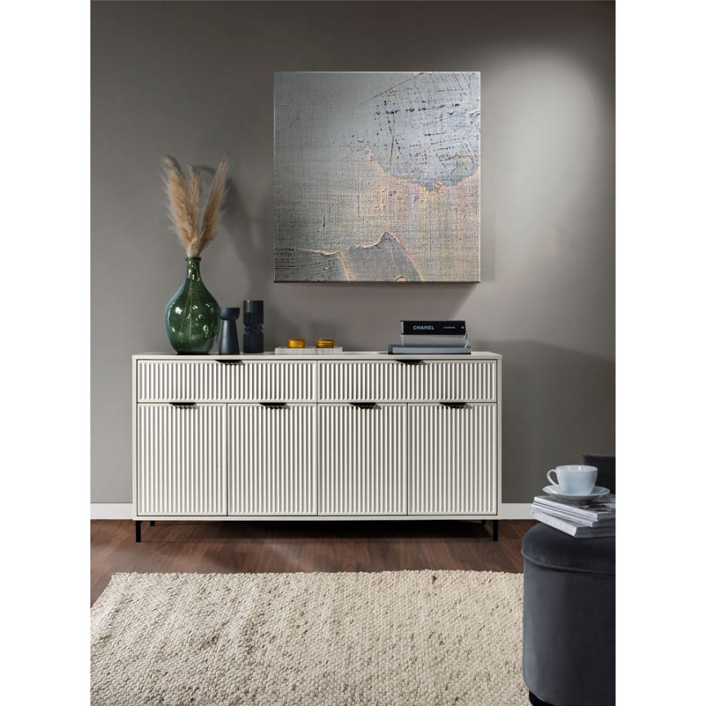 KOMMODE Linna 4D2S kaschmir 165 cm - Kaschmir/Schwarz, Holzwerkstoff/Metall (165/86/40cm) - Beautysofa