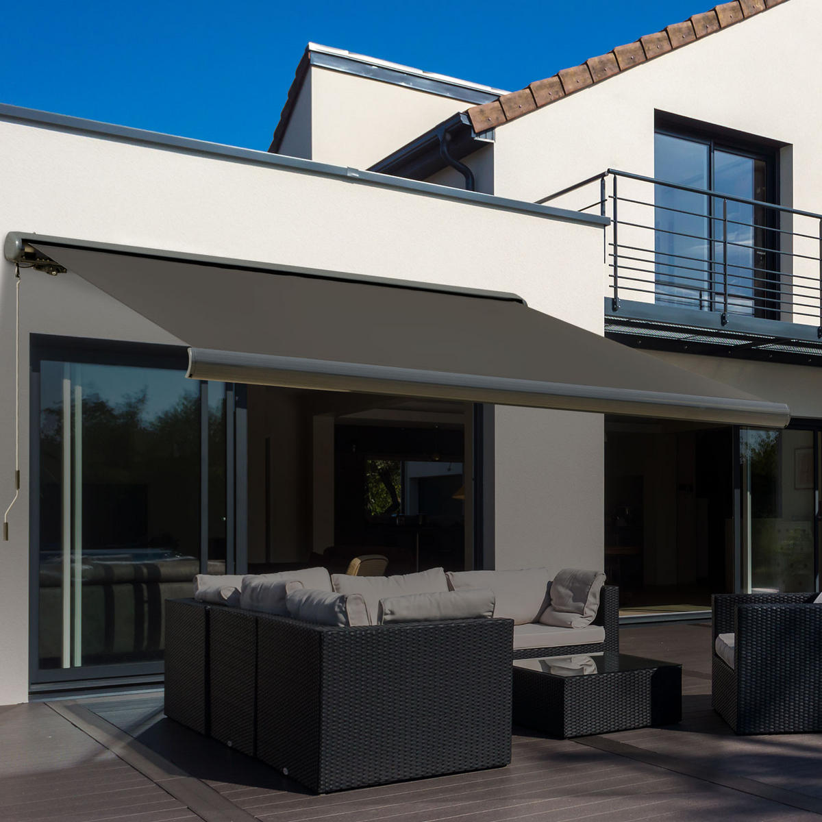 MARKISE, Aluminium, Dunkelgrau - Dunkelgrau, Metall (250/160/300cm) - Outsunny