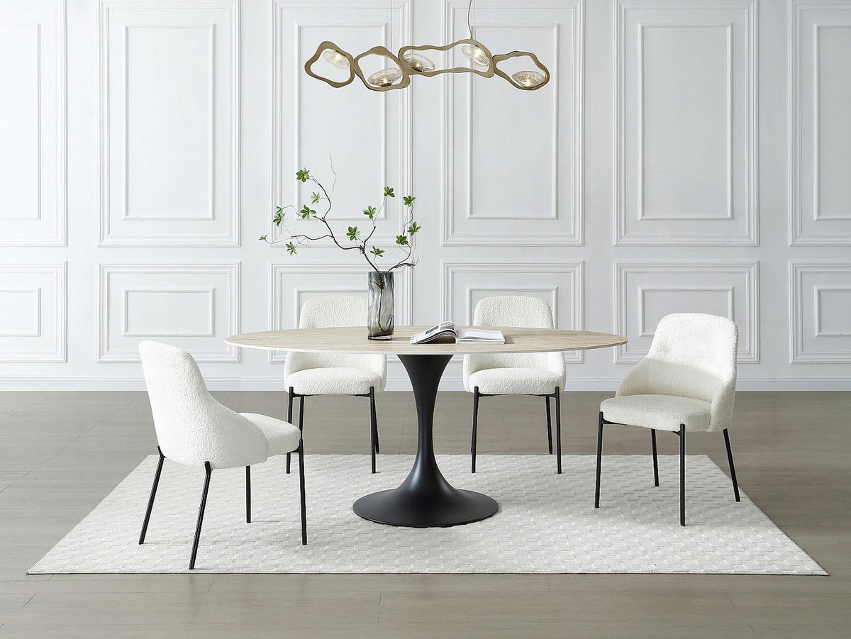 ESSTISCH - 8 Personen - Keramik - Schwarz, Beige - ELVA - Beige/Schwarz, Keramik (90/180/78cm) - Vente-Unique