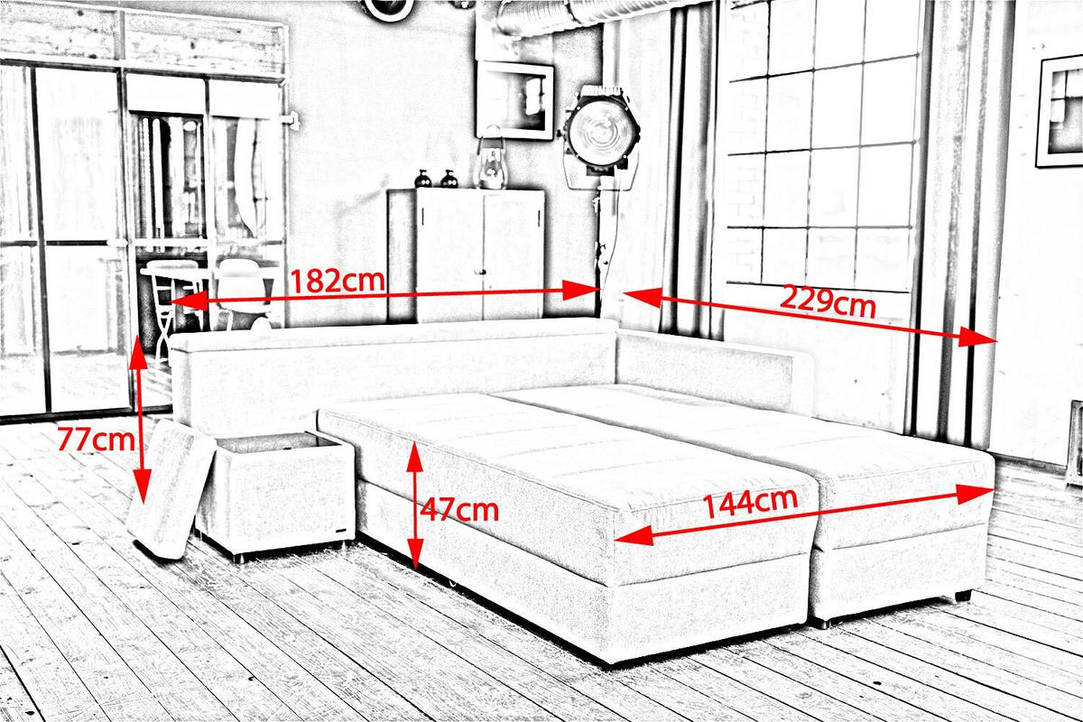 SCHLAFSOFA IDA Anthrazit Webstoff - Anthrazit/Schwarz, Textil (287/229cm) - KAWOLA