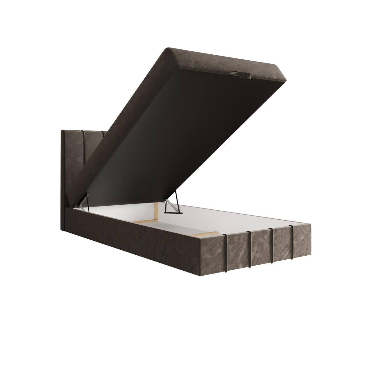 BOXBETT BAHAMA 120x200 Monolith 15, mit Matratze H3, Bonell und Topper, Braun - Braun, Holz/Kunststoff (120/200cm) - Bedante