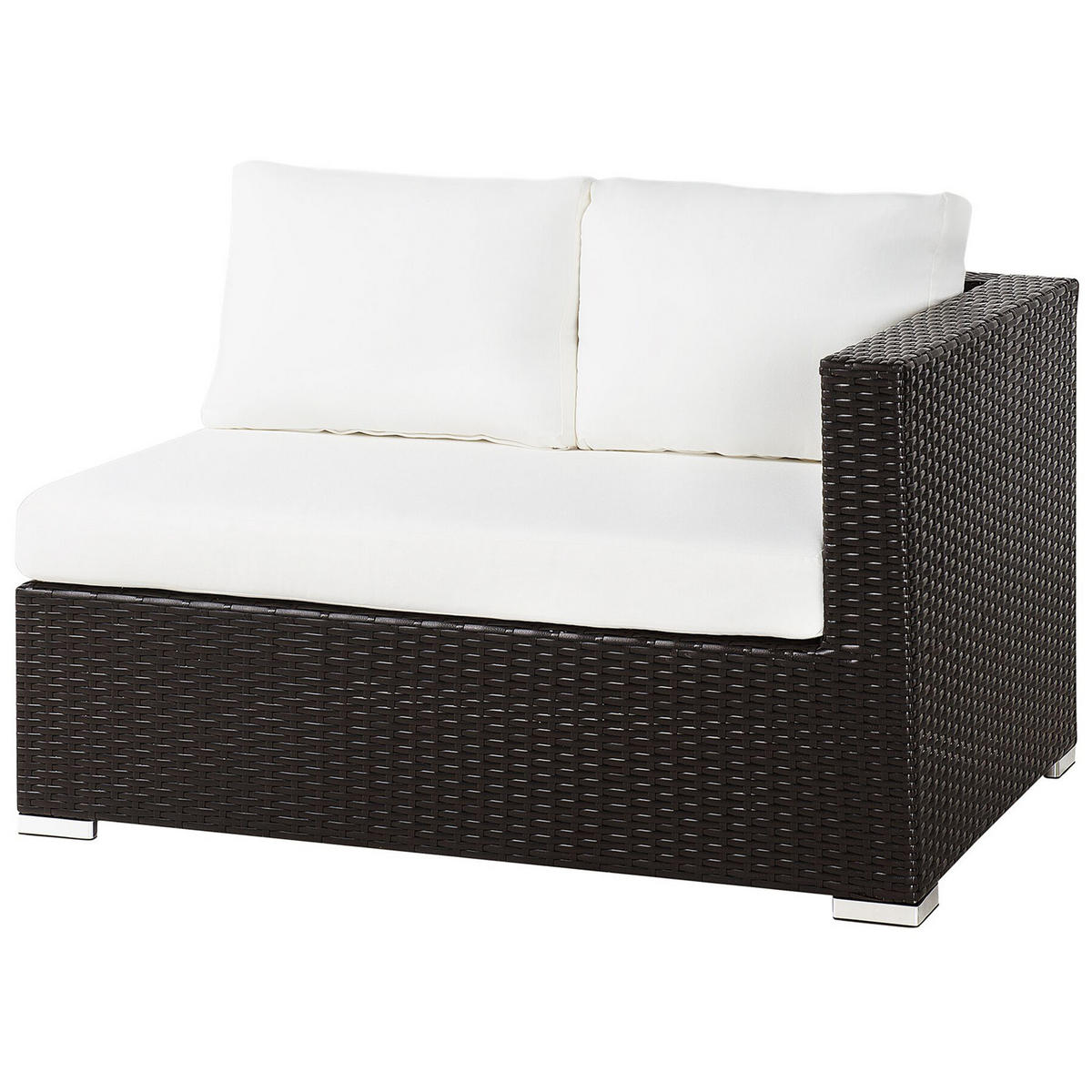 LOUNGE-SET 8-Sitzer braun linksseitig modular Auflagen beige XXL - Dunkelbraun/Beige, Kunststoff - Beliani