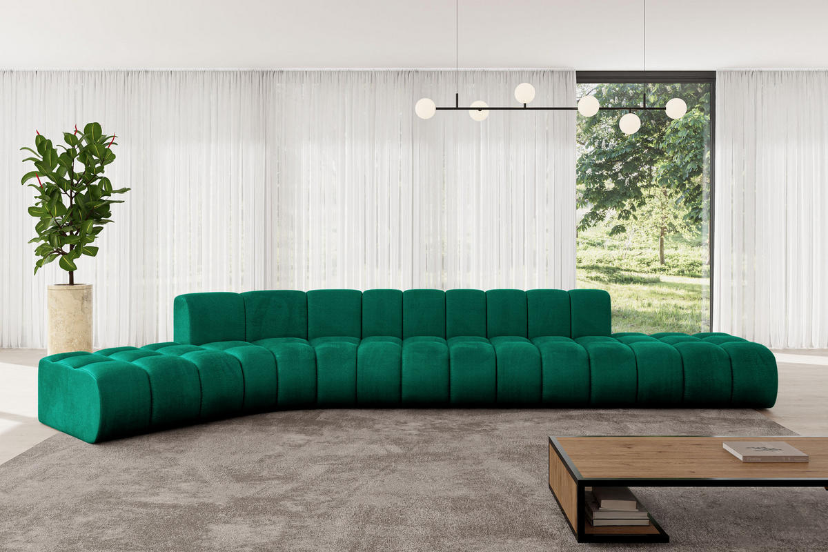 ECKSOFA modulares Sofa Solven-L2 - 471x174x70 cm Grün - Dunkelgrün, Holzwerkstoff/Textil (471/174cm) - ALTDECOR