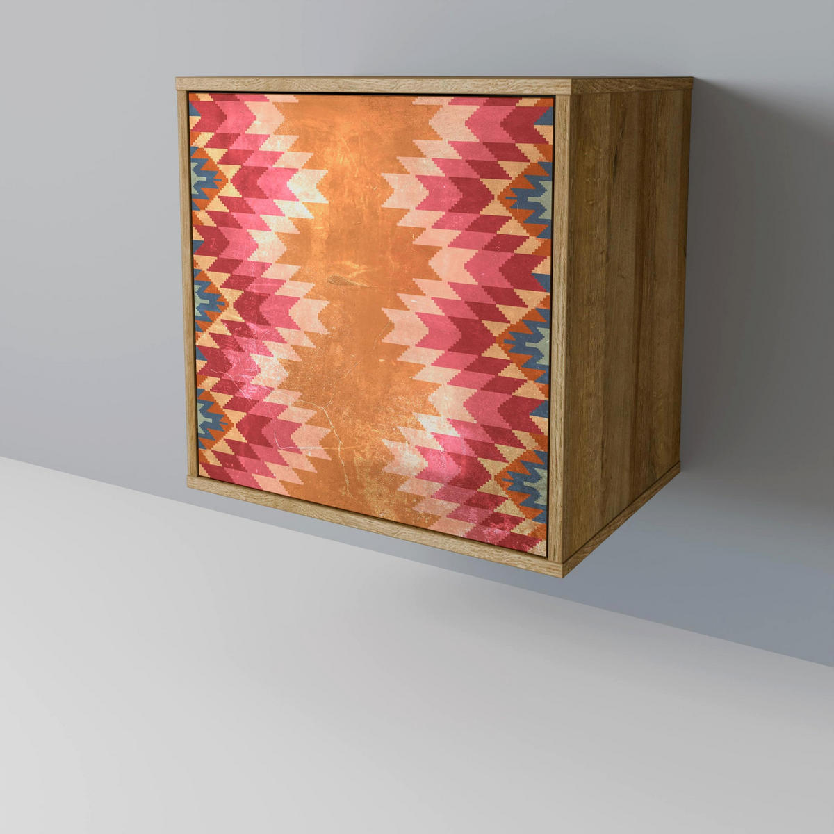 SIDEBOARD INDIAN FOLK, Eichefarben, 57,5x42x77,5 cm, Schräge Buchenholzfüße - Eichefarben/Buchefarben, Holzwerkstoff/Buchenholz (57.5/77.5/42cm) - SpaceRebels