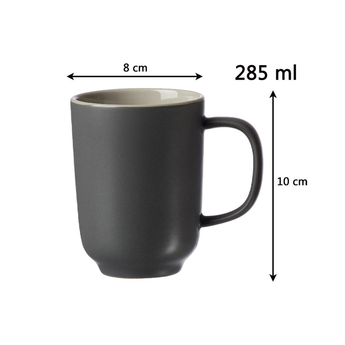KAFFEEBECHER Jasper Grau 285 ml 4er Set - Grau, Keramik (0.285L) - Ritzenhoff Breker