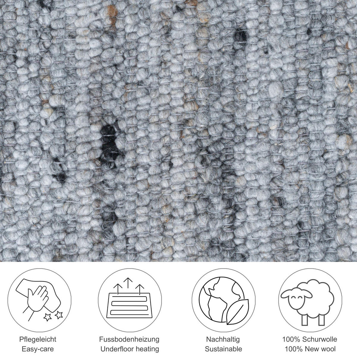 HANDWEBETEPPICH Malli, modern, strapazierfähig, pflegeleicht 200x300 cm - Blaugrau, Textil (200/300cm) - Rug and Roll