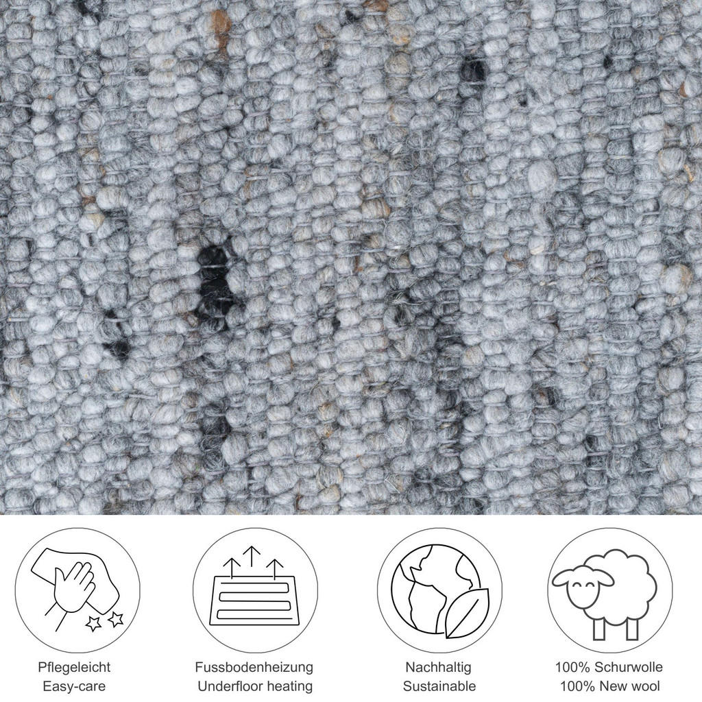 Thumbnail - Rug and Roll Handwebeteppich, Blaugrau, Textil, Uni, Rechteckig, 70x140 cm, antistatisch, Teppiche & Böden, Teppiche, Na...