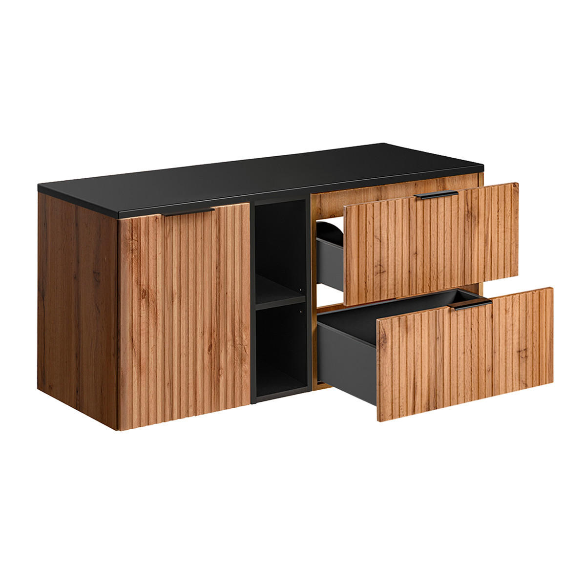 BADMÖBEL Adriel 2er-Set Holz und Schwarz - Schwarz, Holzwerkstoff (120.8/59/46cm) - Petits-meubles