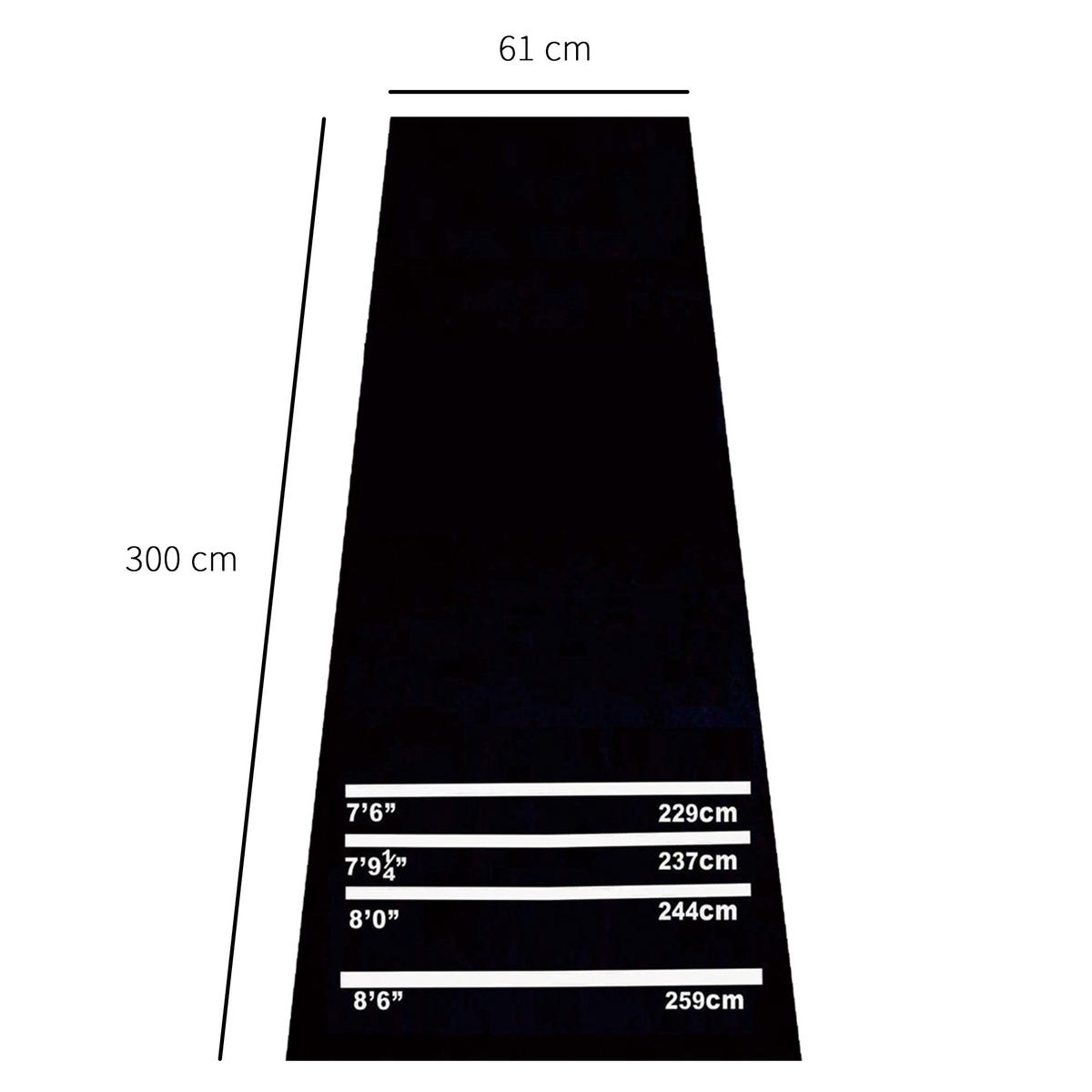 DARTMATTE - Schwarz, Kunststoff (61/300cm) - HOMCOM