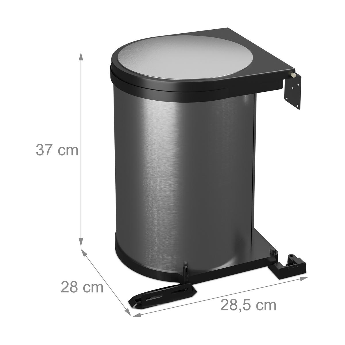 EINBAUMÜLLEIMER - Silberfarben, Kunststoff/Metall (28/37/28.5cm) - Relaxdays