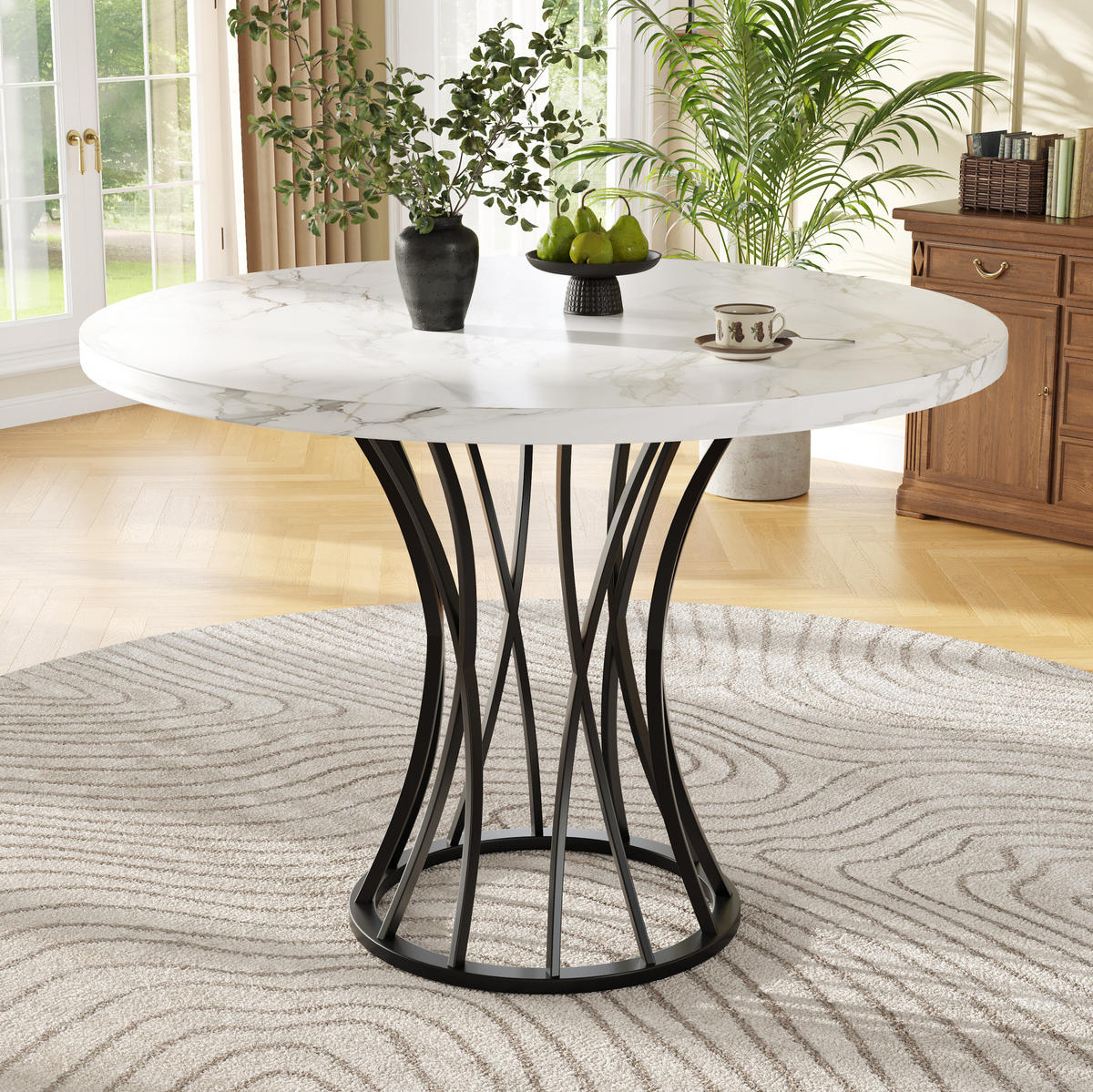ESSTISCH 80/80/76 cm Schwarz aus MDF und Metall mit verstellbaren Füßen - Schwarz, Holzwerkstoff (80/80/76cm) - OKMYHOME