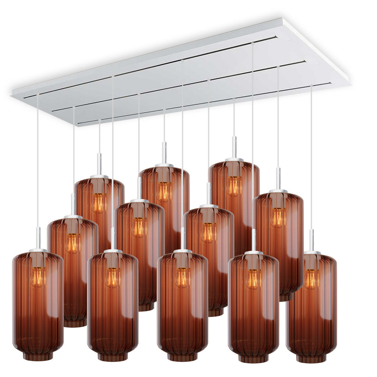 HÄNGELEUCHTE Velo 12-flammig Braun Ø 18cm - Braun/Weiß, Glas (18/18/33cm) - s.luce