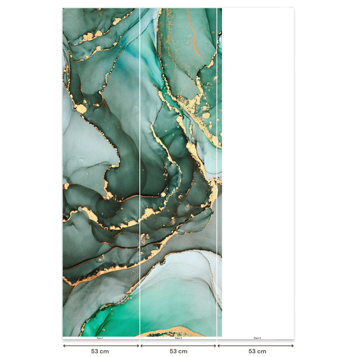 TAPETE - Gold - Marmor - Grün - Luxus - Marmoroptik - Grau - 120x220 cm - Grün, Papier (120/220cm) - OnlyWow