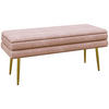 SITZBANK, Polsterbank mit Stauraum, Samtoptik, Bettbank mit Stahlbeine, Rosa - Rosa, Kunststoff (37.5/42/100cm) - HOMCOM