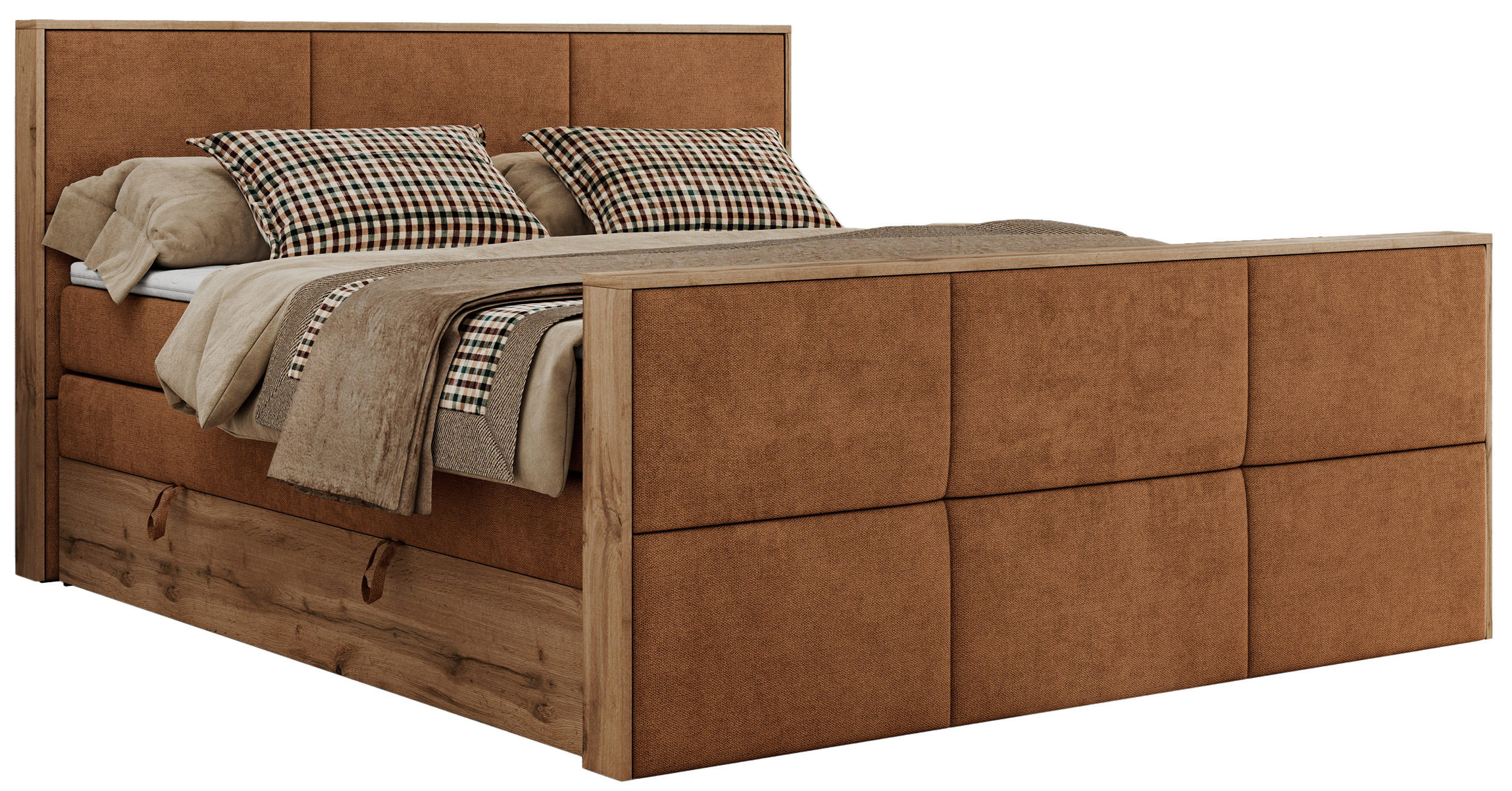BOXSPRINGBETT ALBERO 2 KING DUO 120/200 Orange Strukture - H3 - Orange, Holz/Textil (120/200cm) - MKS