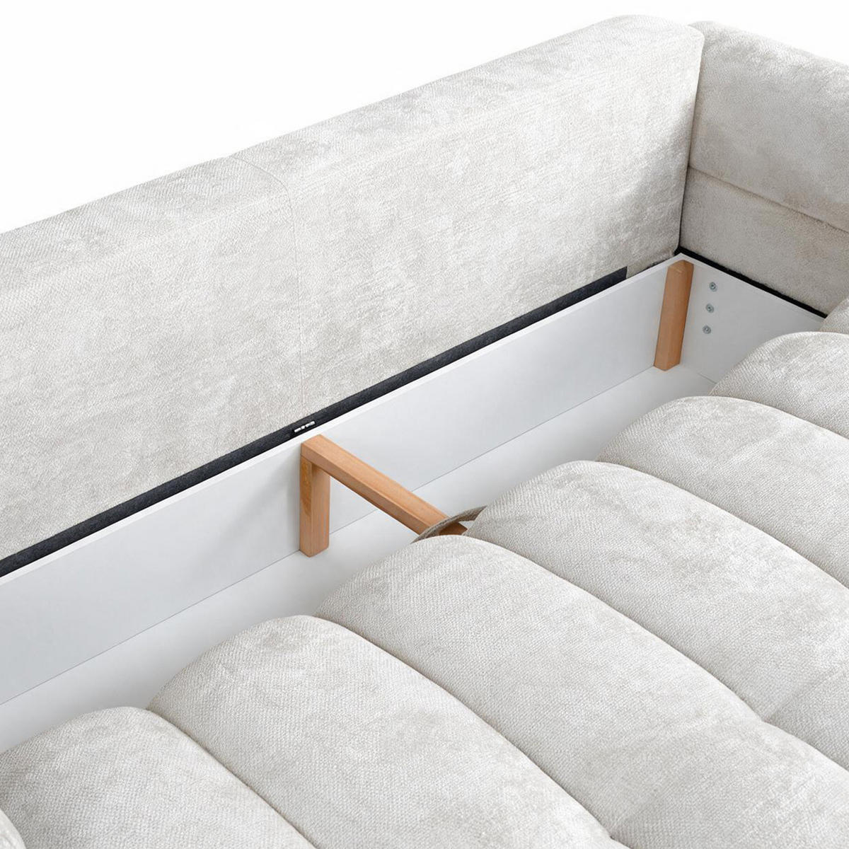 ROZKLÁDACÍ POHOVKA Mavi, 3místná s funkcí spaní, ložná plocha 195x145 cm, krémová - krémová, textil (255/100/110cm) - Beautysofa