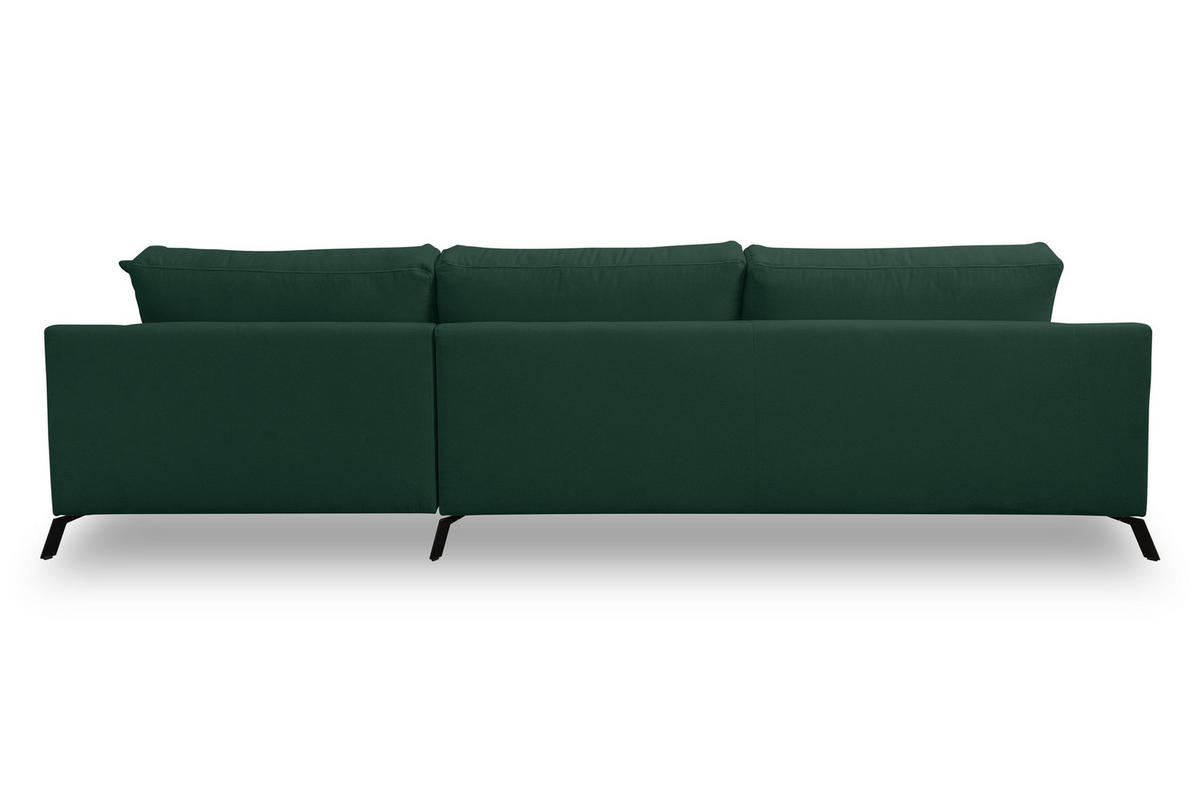 ECKSOFA Aspen in L-Form, Coach Farbe: Grün, Velourstoff, Ottomane Rechts - Grün, Textil (312/187cm) - VENASI MÖBEL