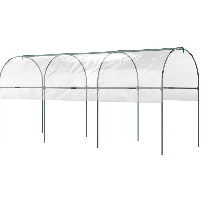 GEWÄCHSHAUS aus Edelstahl 400x123x171 cm in Transparent mit Erdspießen - Transparent, Metall (123/171/400cm) - Modfu