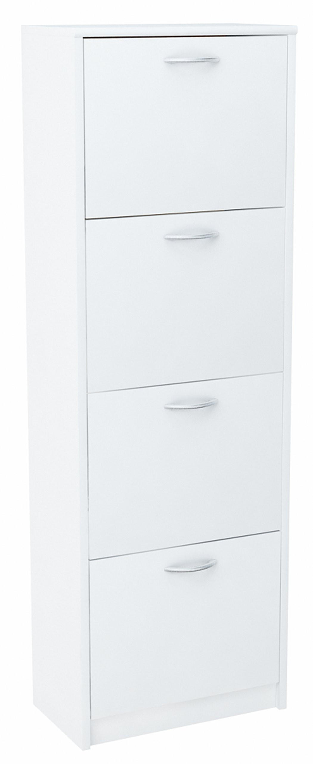 SCHUHSCHRANK 4S Weiß 50/28/152 cm - Weiß, Holzwerkstoff (50/152/28cm) - Matkam Möbel