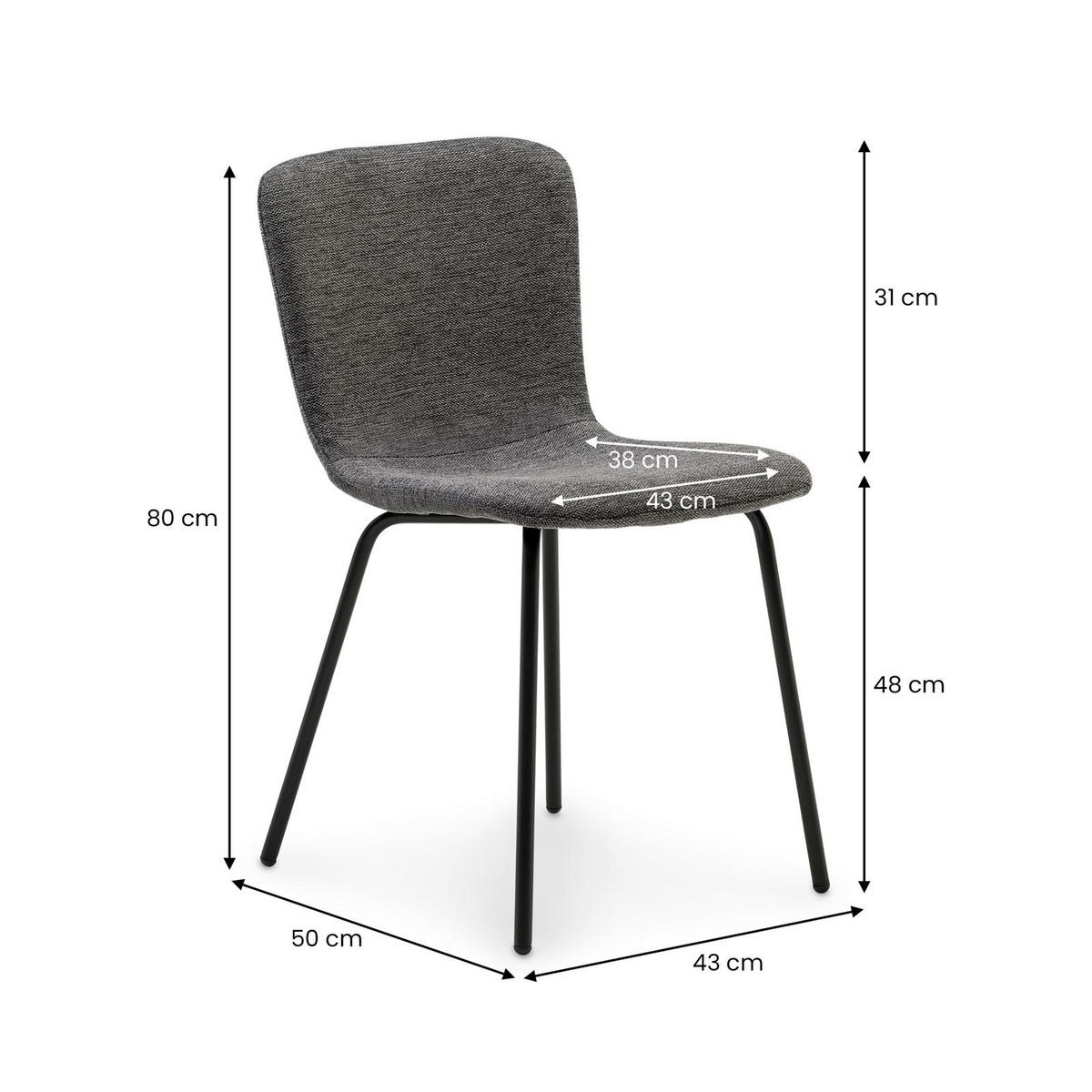 ESSZIMMERSTÜHLE AUDREY 4ER-SET - Schwarz, Textil (43/80/50cm) - IDIMEX