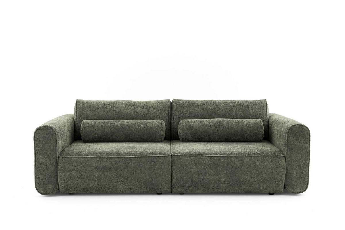 ECKSOFA MOTION mit Schlaffunktion 130x200 Webstoff Grün - Schwarz/Grün, Holz/Textil (250/120cm) - Muffo