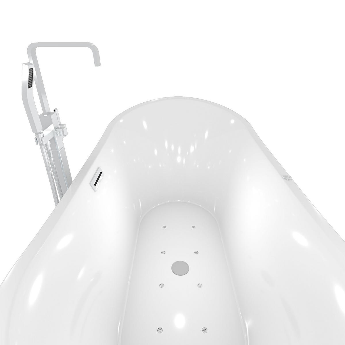 FREISTEHENDE Badewanne F13 180x92cm Whirlpool Luftmassage Armatur AF05 - Weiß, Glas/Kunststoff (80/72/180cm) - AcquaVapore by Sandra Jentho