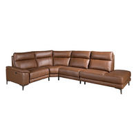 ECKSOFA Ecke tabakbraun dunkler Stahl 305/244/97 cm - Braun, Leder/Metall (305/244cm) - ANGEL CERDA