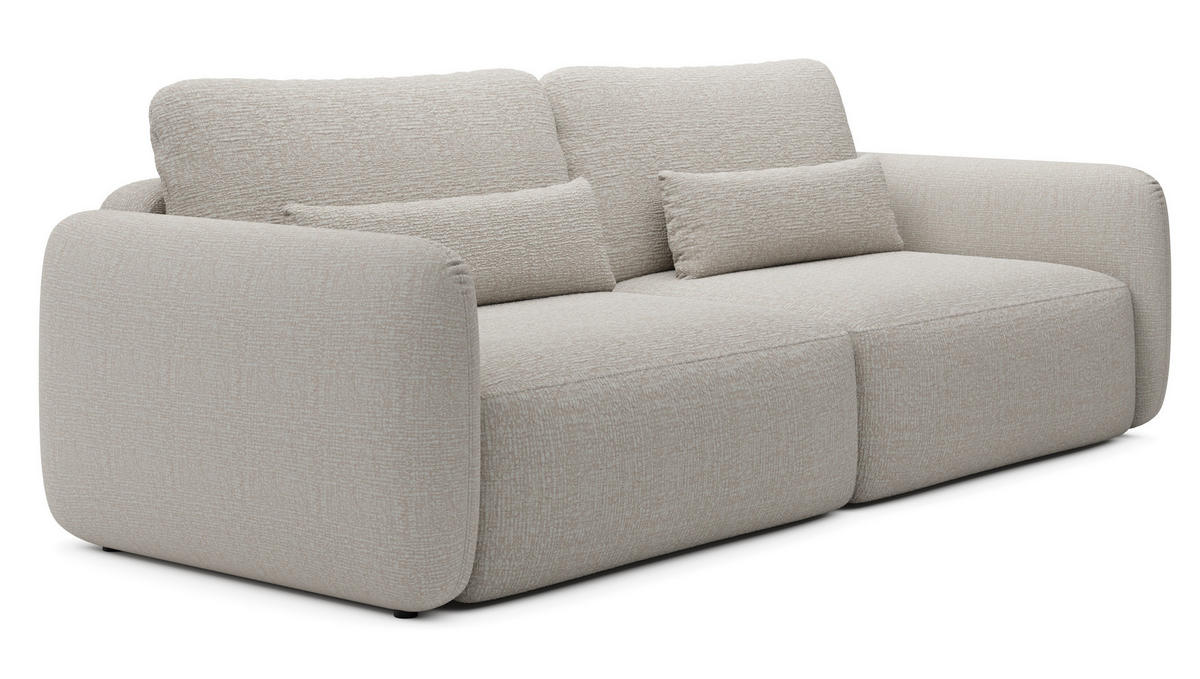 SCHLAFSOFA 240 cm Lumina, Chenille, Bettkasten, Beige - Beige, Holz (238/87/103cm) - Emporius