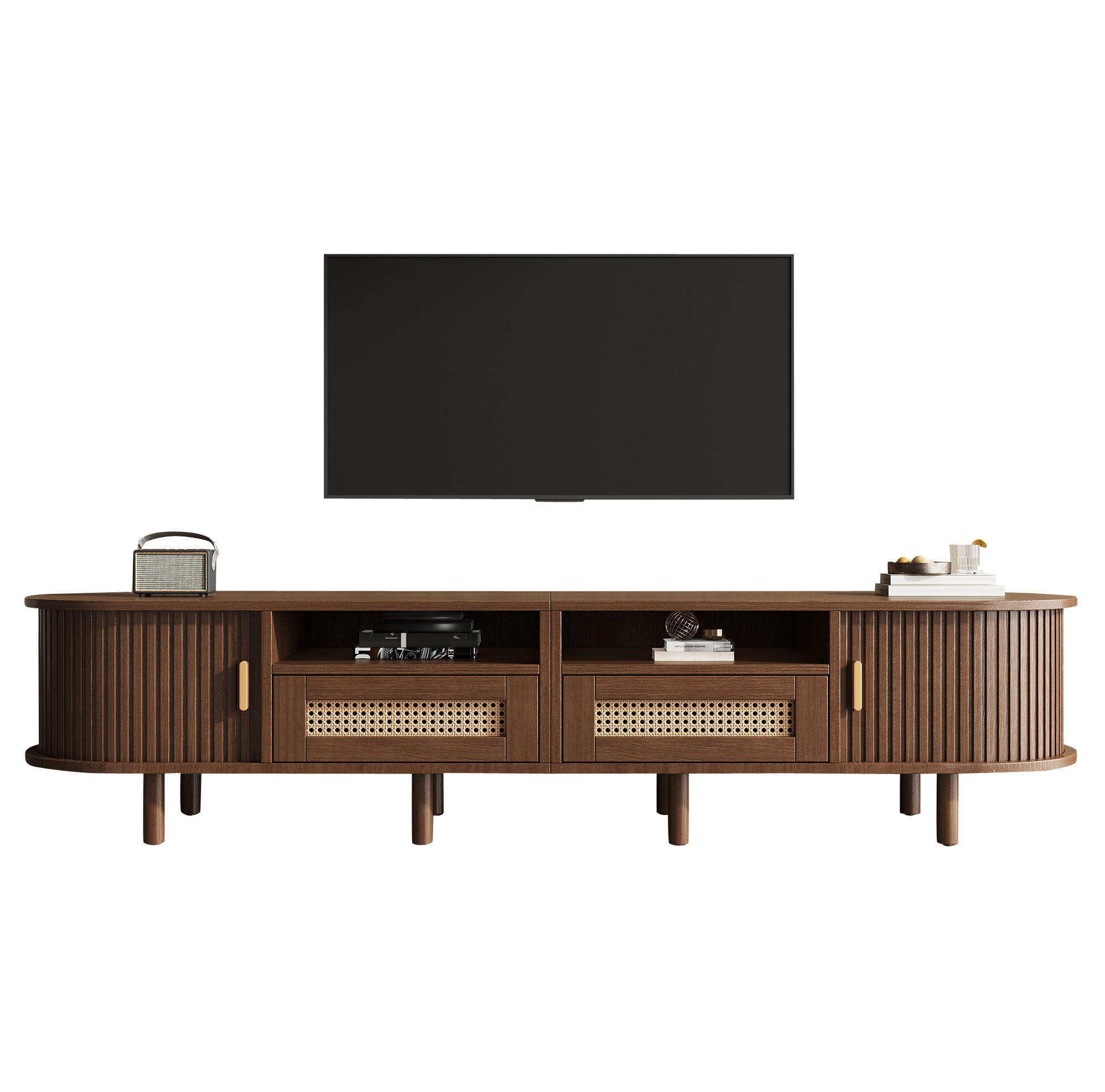LOWBOARD 170/40/40 cm Dunkle Eiche aus MDF, Metall und Holz mit 2 Schubladen und 2 Schiebetüren - Braun, Holzwerkstoff (40/40/170cm) - OKMYHOME