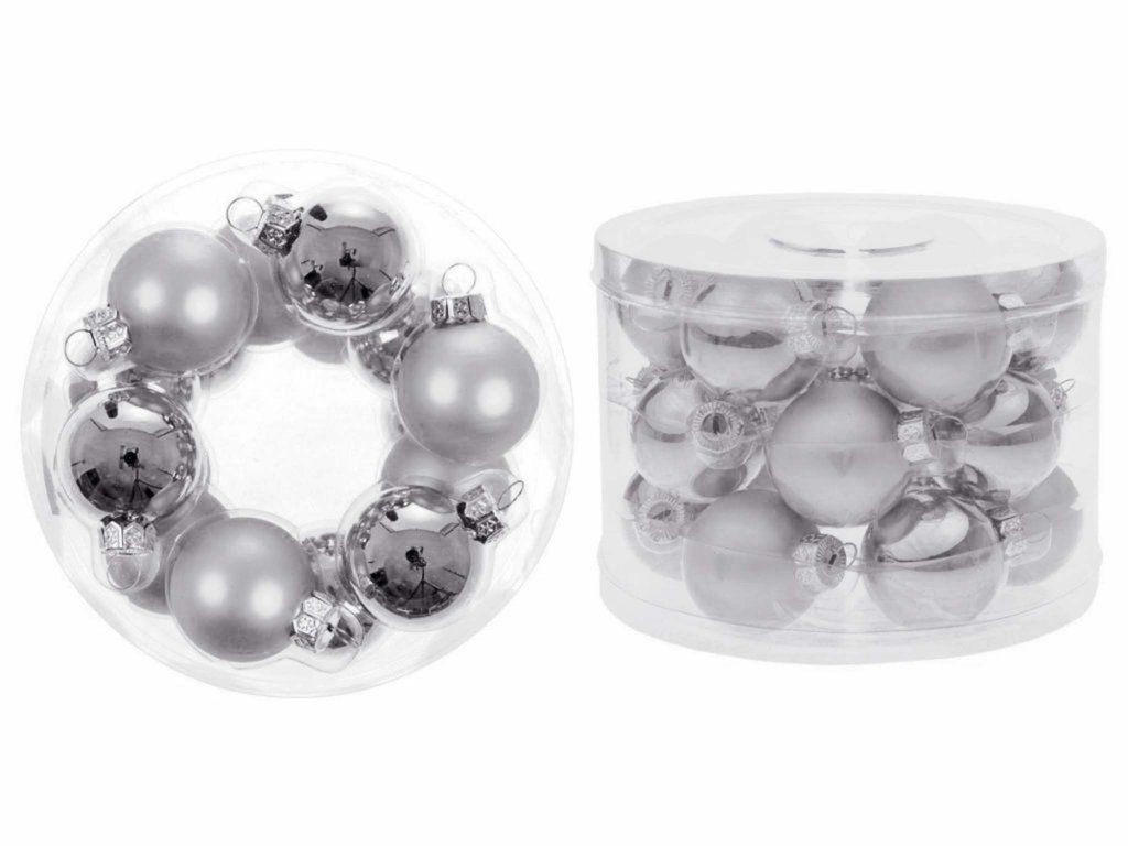 WEIHNACHTSORNAMENTE 18er-Set runde Ornamente silber Mix 4 cm - Silberfarben, Glas (4/4/4cm) - LAALU