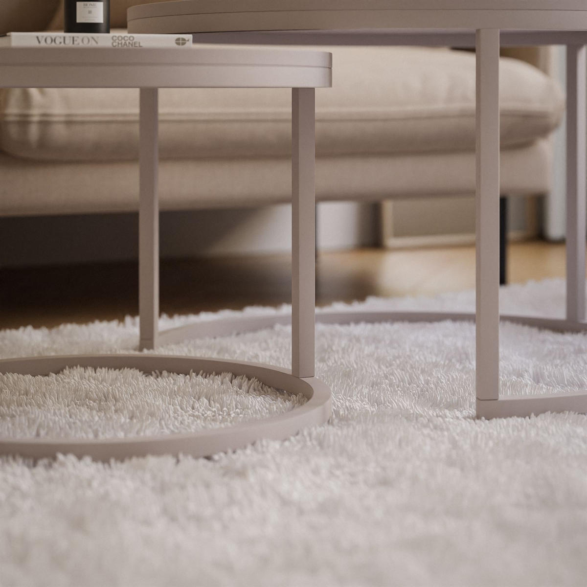 COUCHTISCH CIRI 2-in-1 MATT KASCHMIR - Beige/Schwarz, Holzwerkstoff (70/70/48cm) - Lookway