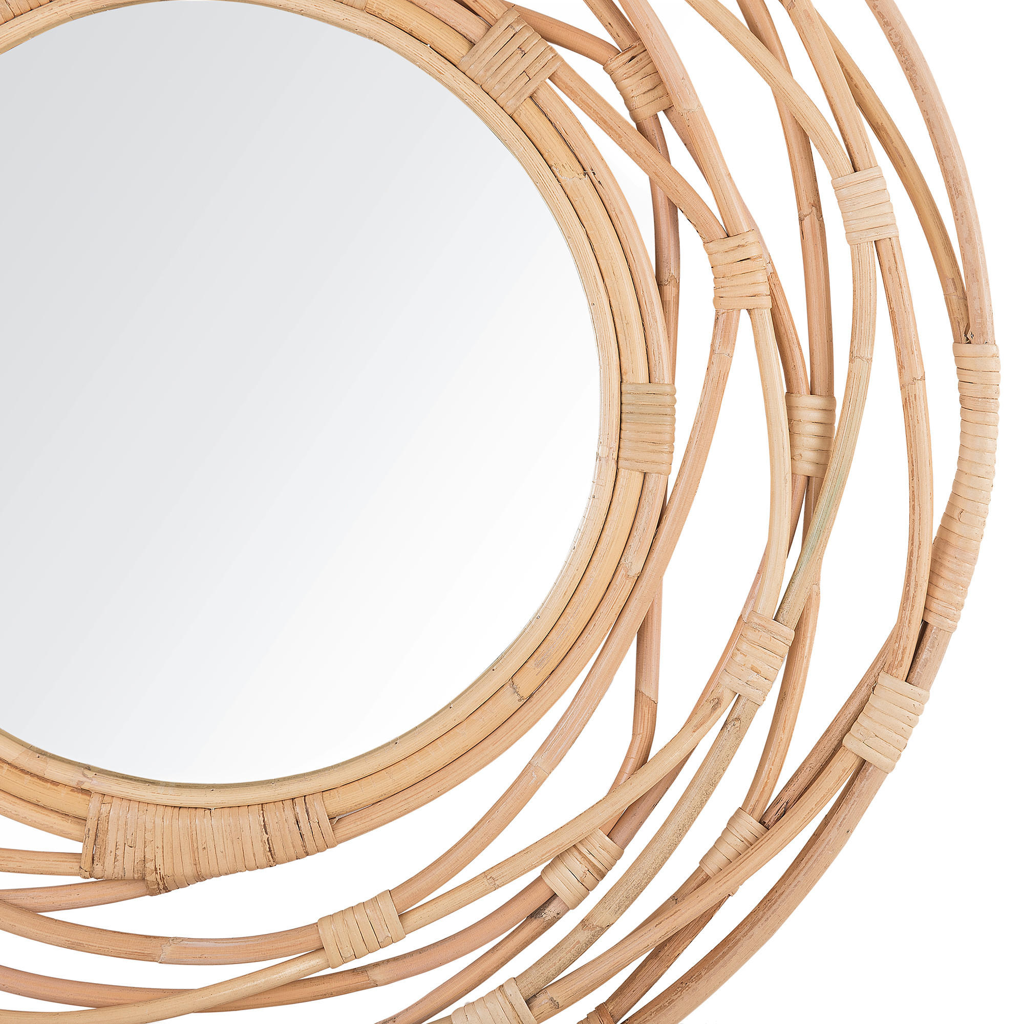 WANDSPIEGEL Rattan natürlich 75 cm Burgis - Beige/Naturfarben, Naturmaterialen (75/75/3cm) - Beliani