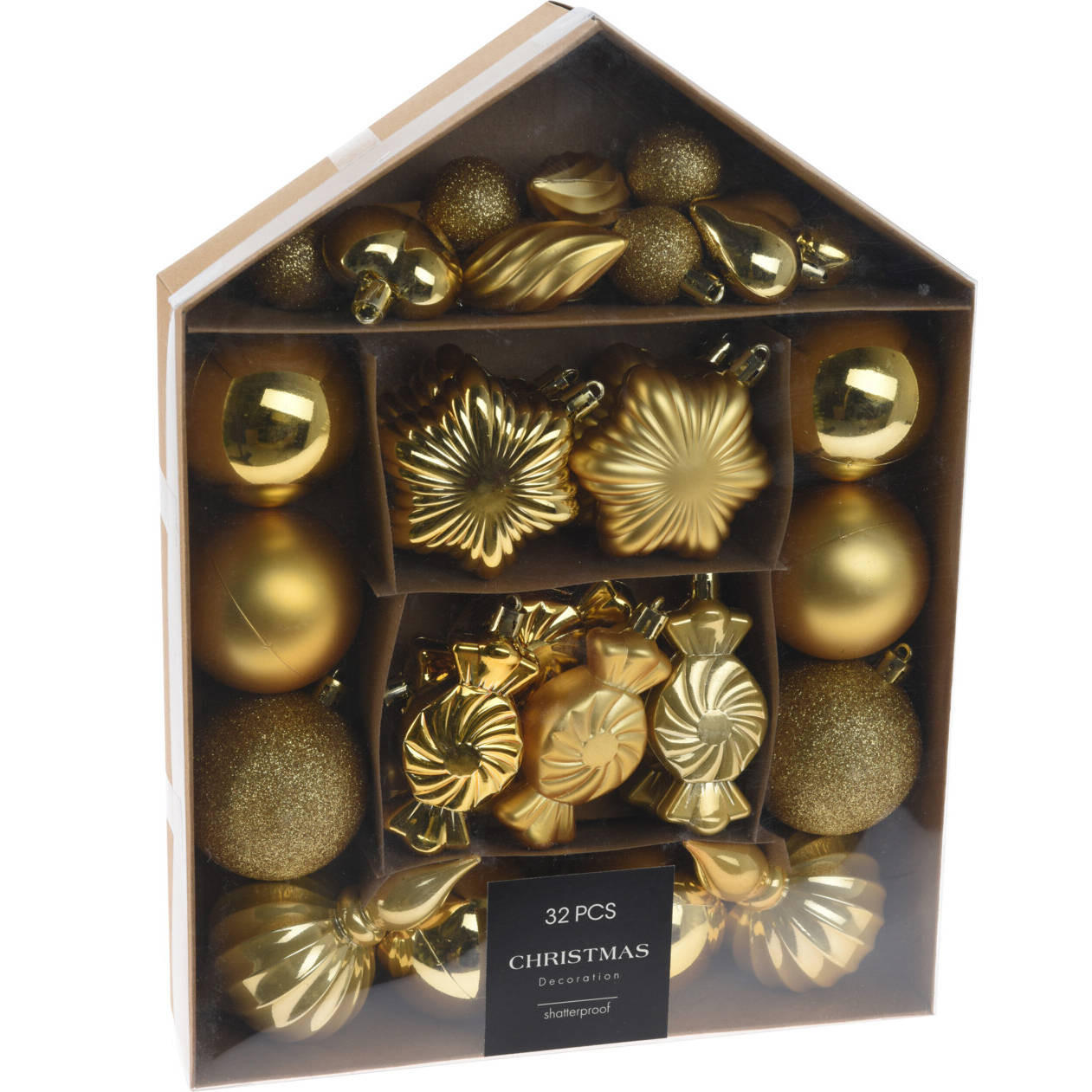 WEIHNACHTSKUGELN Set 32 Stück - Goldfarben, Kunststoff (24/32/6cm) - Home Styling Collection