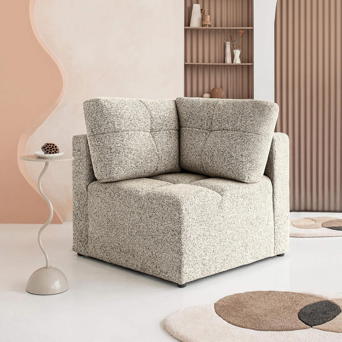 ECKELEMENT - Strukturstoff - Creme, Textil (91/94/91cm) - home24