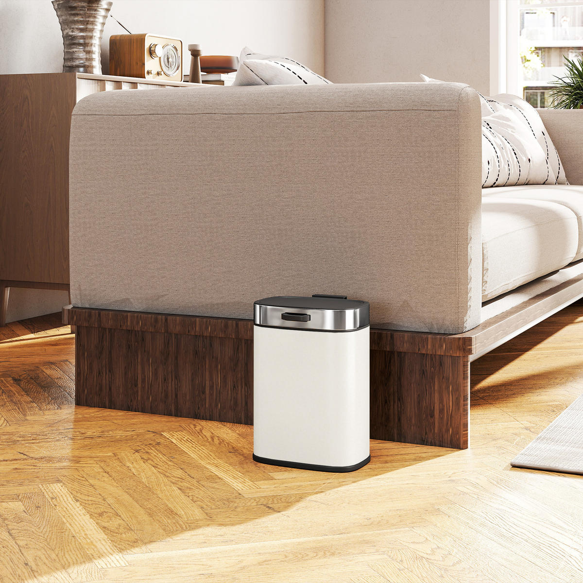 MÜLLEIMER Hängend 5 L Treteimer mit Druck-Öffnen Feststelldeckel Abfalleimer - Schwarz, Metall (19.5/30/21.5cm) - HOMCOM