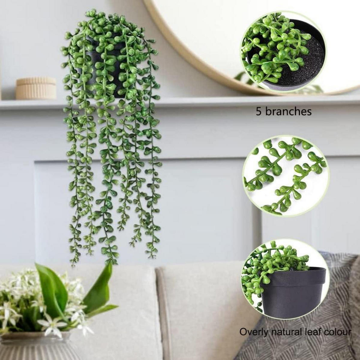 KUNSTPFLANZE Hängend 2-teiliges Set 47 cm - Grün, Kunststoff (9cm)