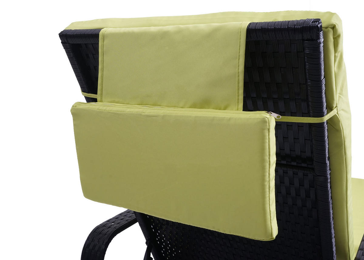 POLY-RATTAN SONNENLIEGE Anthrazit, Hellgrün - Anthrazit/Hellgrün, Kunststoff (71/108/197cm) - MCW