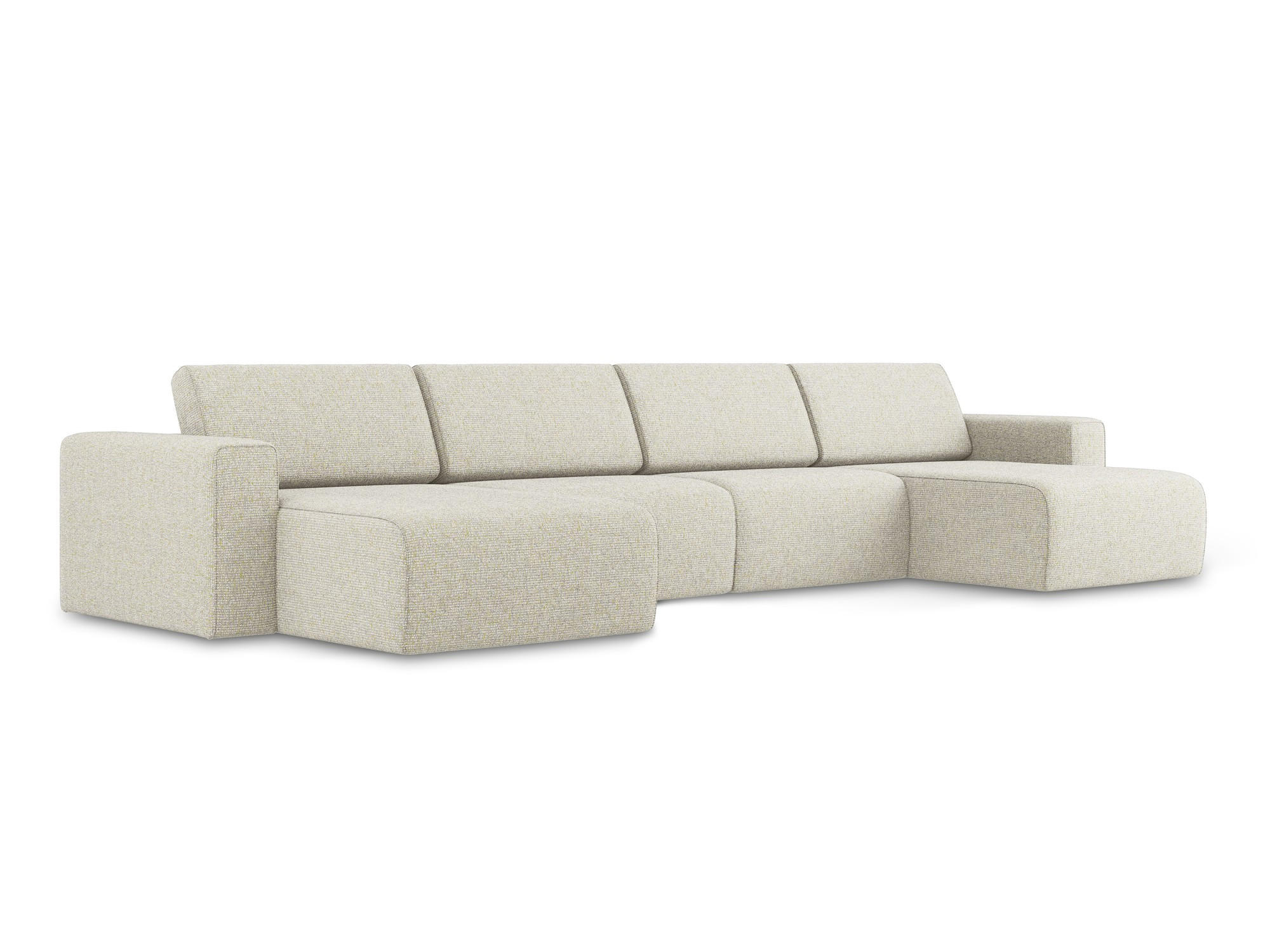 WOHNLANDSCHAFT Strukturstoff Stoff Beige - Beige/Creme, Kunststoff/Textil (404/80/167cm) - Makamii