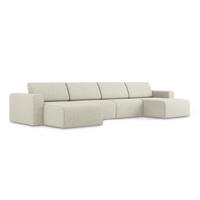 WOHNLANDSCHAFT Strukturstoff Stoff Beige - Beige/Creme, Kunststoff/Textil (404/80/167cm) - Makamii