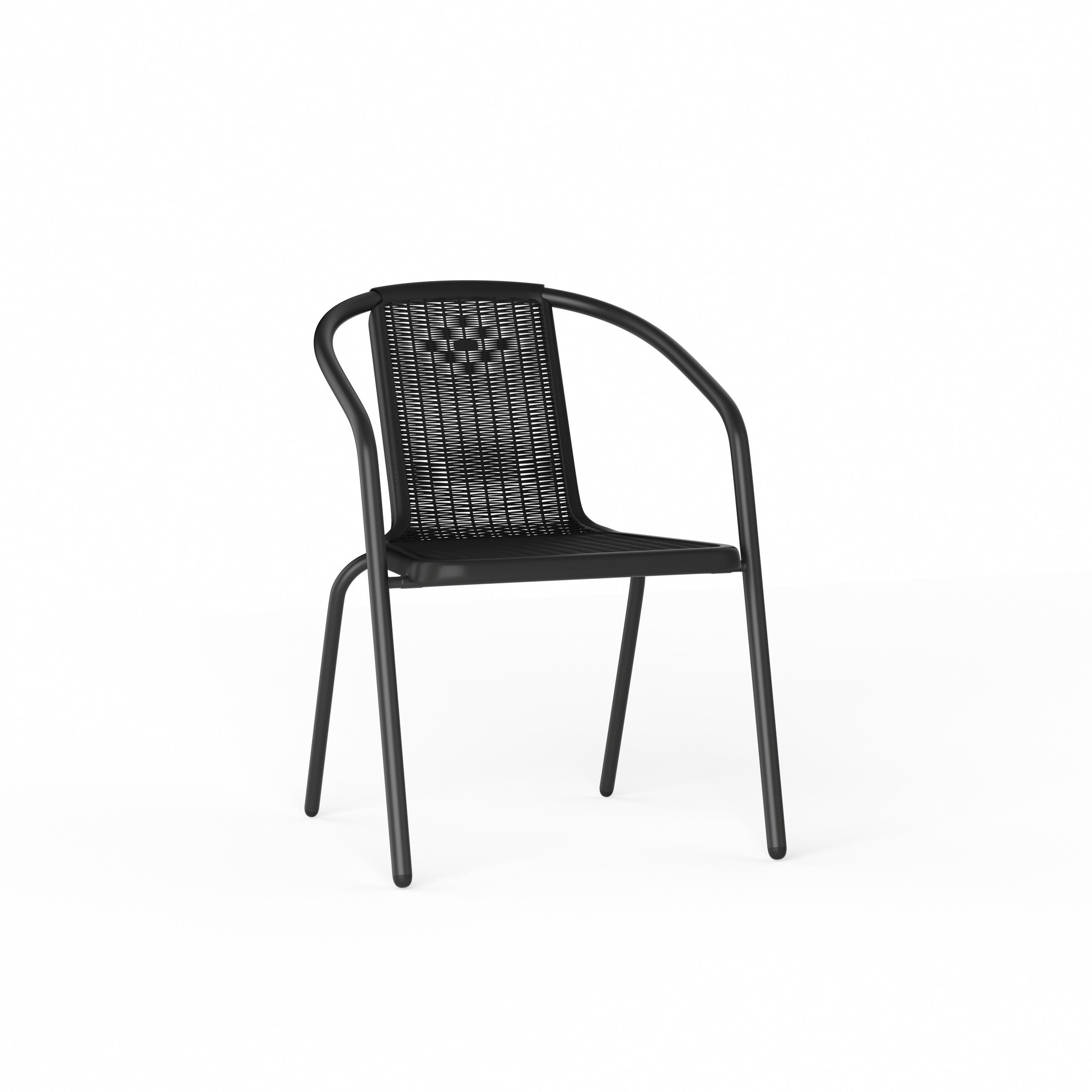 STAPELSTUHL 2er-set(2 Sthüle) aus PE-Rattan Metallgestell in Schwarz für Garten Terrase und Balkon - Schwarz, Metall (42/72/33cm) - Livingandhome