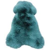 LAMMFELL Öko bunt gefärbt weich Fell Teppich Teal ca. 110 cm - Dunkelgrün, Fell (60/110cm) - Provellus