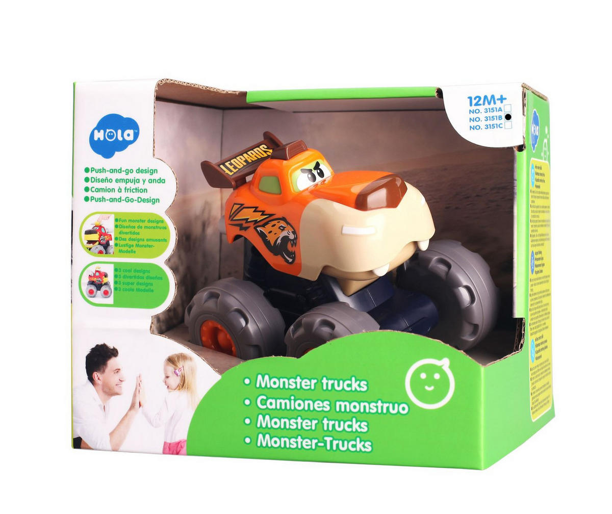 SPIELZEUGAUTO Monstertruck 3151 orange Monsterdesign, beweglicher Mund, Räder, Spielzeugauto, ab 12 Monaten - Orange, Kunststoff (9/12/12cm) - Moni