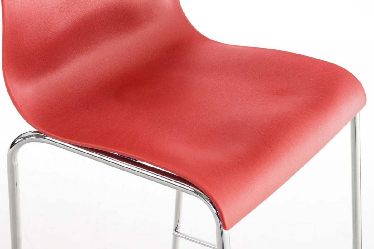 BARHOCKER Kunststoff Rot - Chromfarben/Rot, Kunststoff/Metall (43/100/48cm) - CLP